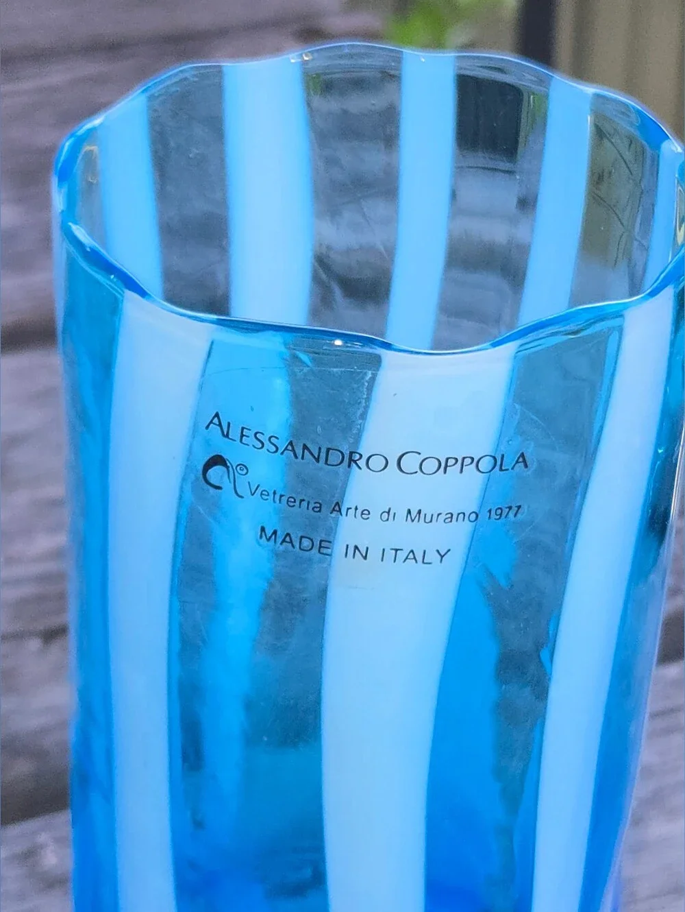 Alessandro Coppola Arte di Murano Italy Blue Glass 20 Oz. Tumblers - Set of 2